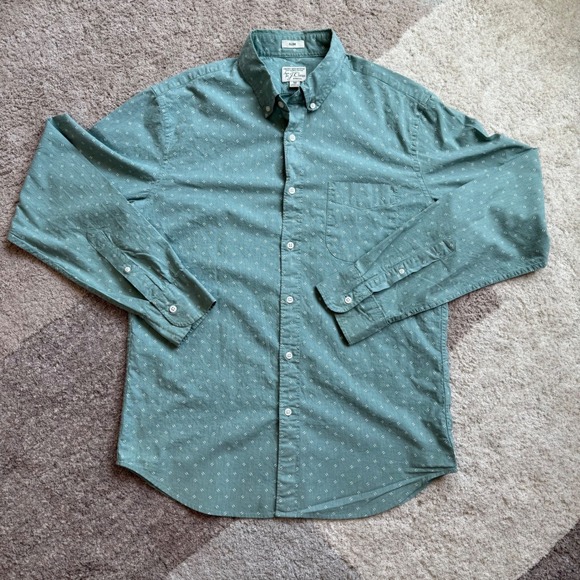 J.CREW Other - J.Crew Mens Slim Secret Wash Stretch Shirt Green Dash Print AM362 Size M